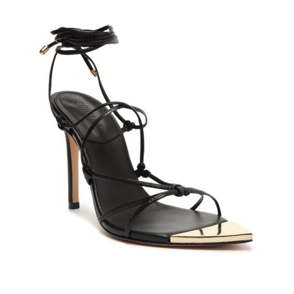 SCHUTZ Hana Nappa Leather Heeled sandals Black